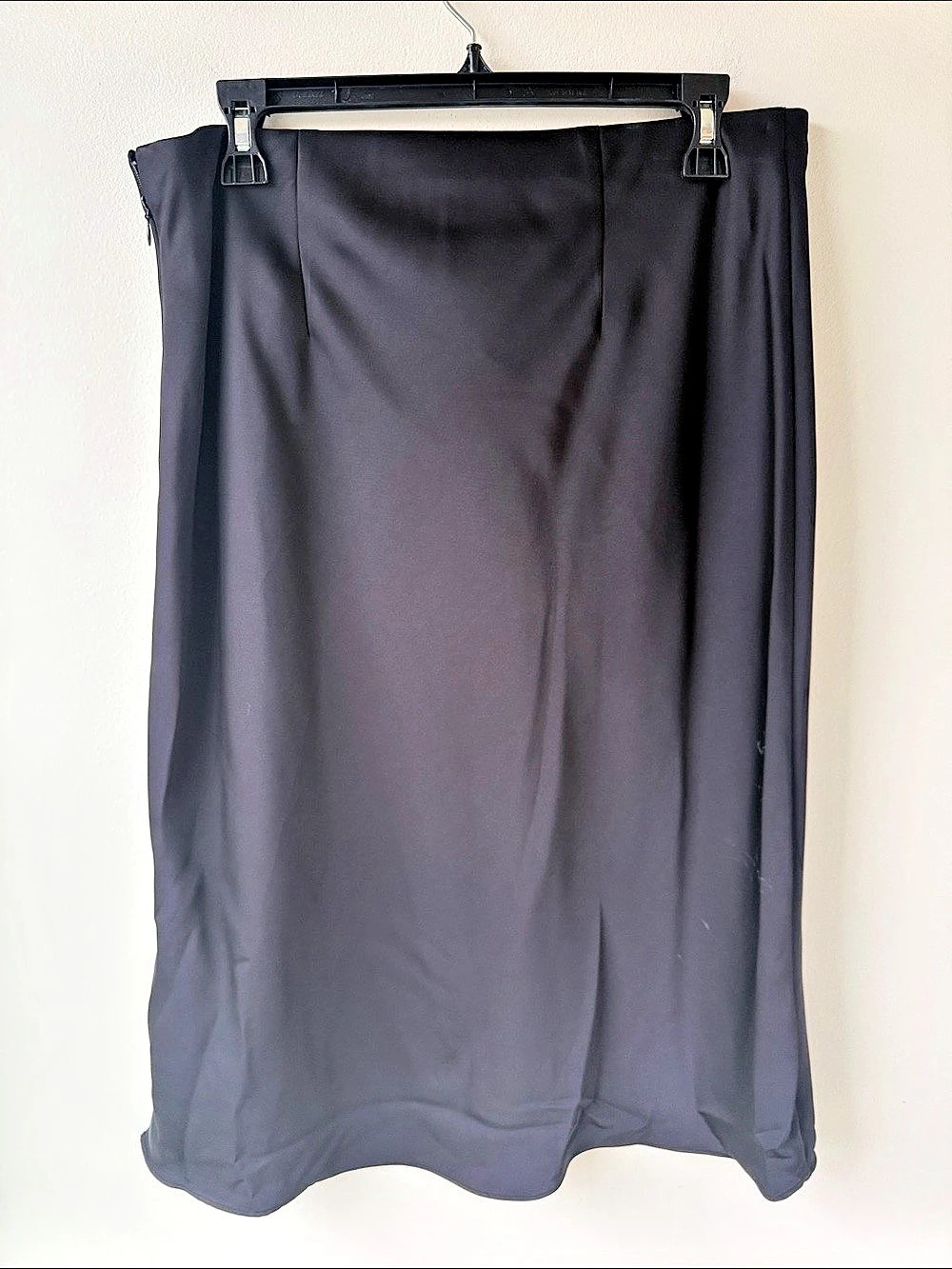 Nine West Satin Side Slit Midi Skirt Women's Black Midi Skirt Size Large